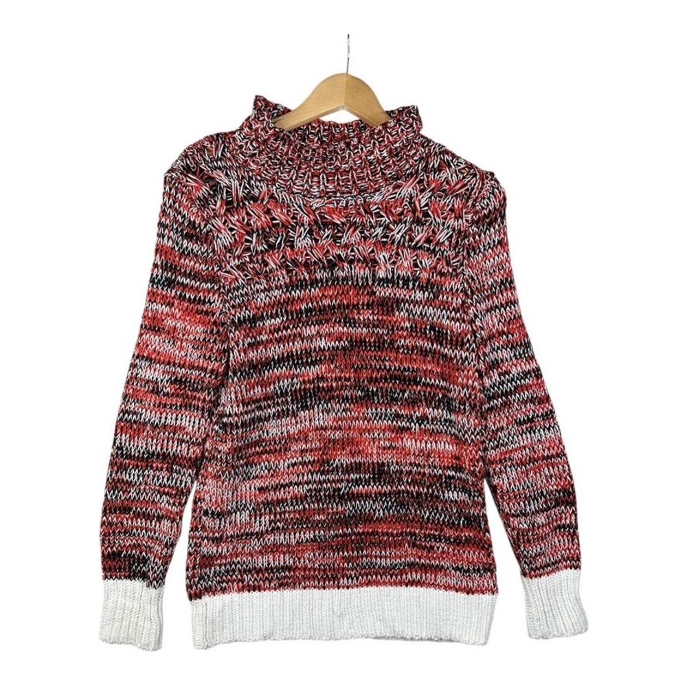 LOFT Mock Neck Chunky‎ Knit Pullover Sweater Size Medium Red